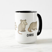 Mug Custom Hand Drawn Cute Opossum Coffee (Devant droit)