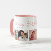 Mug Custom Happy Birthday Nana 5 Photo Collage Pink (Devant gauche)