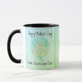 Mug Custom Happy Mother's Day ligne art vert roses (Gauche)
