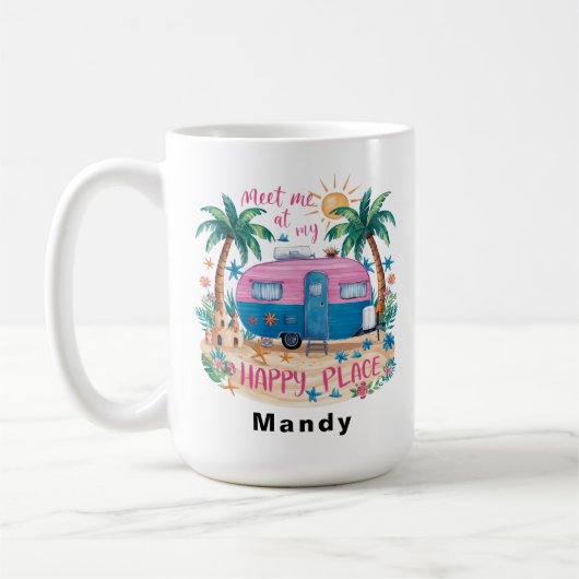 Mug Custom Happy Place Travel Camping (Gauche)