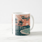 Mug Custom Hawaii Honolulu Waikiki Beach Retro Travel (Devant droit)