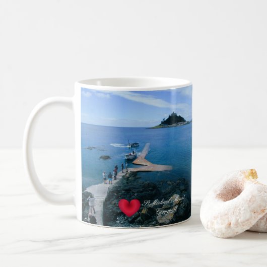Mug Custom Heart St Michaels Mont Cornwall avec Bateau (Avec donut)