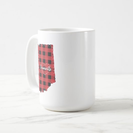 Mug Custom Indiana Accueil Buffalo d'état Plaid Noël (Devant gauche)