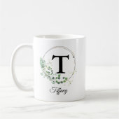 Mug Custom Initial & Name Personalized Monogram Floral (Gauche)
