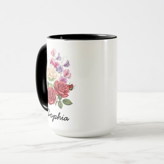 Mug Custom June Birth Flower - Personalized Name (Devant gauche)