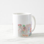 Mug Custom Kids Artwork, deux mignonnes souris, fleurs (Devant droit)