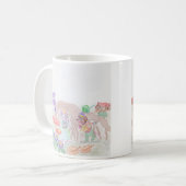 Mug Custom Kids Artwork, deux mignonnes souris, fleurs (Devant gauche)