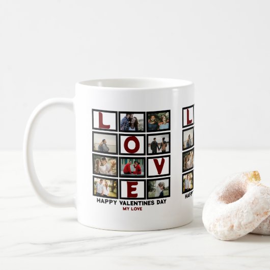 Mug Custom Love Happy Valentines Day 8 Collage photo (Avec donut)