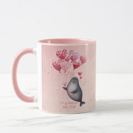 Mug Custom Message Seal Animal Valentine's Day (Gauche)