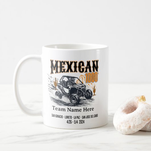 Mug Custom Mexican 1000 Baja California Race UTV (Avec donut)