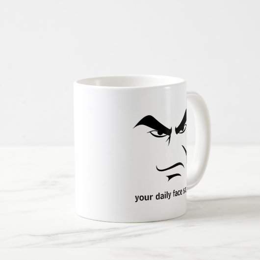 Mug Custom Minimalist Expression Design Scowl Man Face (Devant droit)
