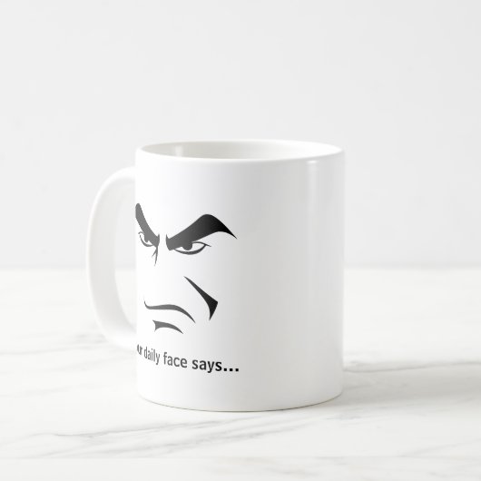 Mug Custom Minimalist Expression Design Scowl Man Face (Devant gauche)