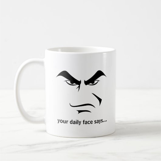 Mug Custom Minimalist Expression Design Scowl Man Face (Gauche)