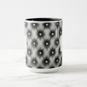 Mug Custom Modern Black Leather Name Initial (Centre)