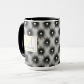 Mug Custom Modern Black Leather Name Initial (Devant gauche)