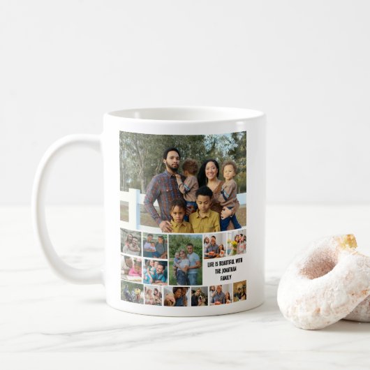 Mug Custom Modern Family 14 Photo Collage Modèle (Avec donut)