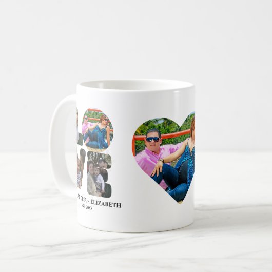Mug Custom modern love 4 photo collage pour couples (Devant gauche)