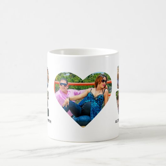 Mug Custom modern love 4 photo collage pour couples (Centre)