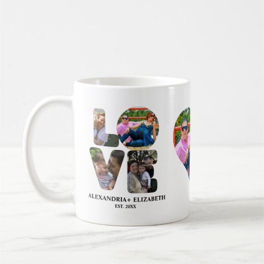 Mug Custom modern love 4 photo collage pour couples (Gauche)