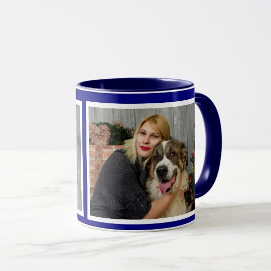 Mug Custom Modern Navy bleu 2 photo collage (Devant droit)