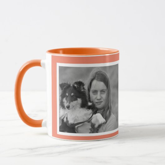 Mug Custom Modern orange 2 photo collage (Gauche)