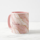 Mug Custom Modern Rose Quartz Marble Gold Glitter (Devant gauche)