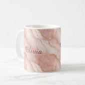 Mug Custom Modern Rose Quartz Marble Gold Glitter (Devant gauche)