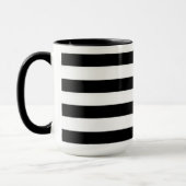 Mug Custom Monogram Initial Name Black White Stripes (Gauche)