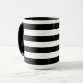 Mug Custom Monogram Initial Name Black White Stripes (Devant gauche)