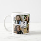 Mug Custom Monogram & Name 4 Photo Collage Grid  (Gauche)