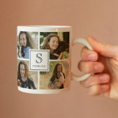Mug Custom Monogram & Name 4 Photo Collage Grid 