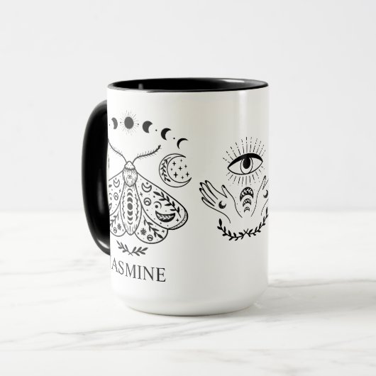 Mug Custom Mystical Celestial Luna Moth Gothic Witchy (Devant gauche)