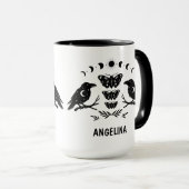 Mug Custom Mystical Celestial Moth & Crows Goth Witchy (Devant droit)
