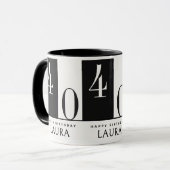 Mug Custom Name & Age Black and White Birthday (Devant gauche)
