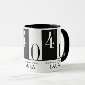 Mug Custom Name & Age Black and White Birthday (Devant droit)