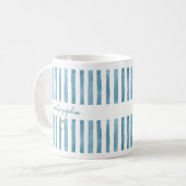 Mug Custom Name Auntie, Watercolor Blue Stripe  (Devant gauche)
