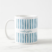 Mug Custom Name Auntie, Watercolor Blue Stripe  (Gauche)