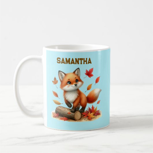 Mug Custom Name Autumn Fox Cup (Gauche)