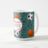 Mug Custom Name Boys Sports Baseball Pattern Kids  (Devant droit)