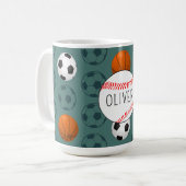 Mug Custom Name Boys Sports Baseball Pattern Kids  (Devant gauche)