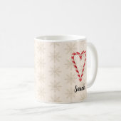 Mug Custom Name Candy Cane Heart Snowflake Pattern (Devant droit)