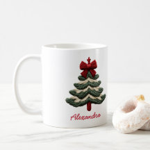 Custom Name Cozy Rustic Embroidered Christmas Tree