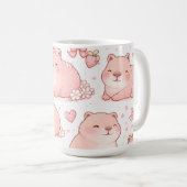 Mug Custom Name Cute Pastel Capybara Bow Girls (Devant droit)