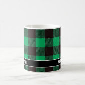 Mug Custom Name Green & Black Buffalo Plaid (Centre)