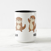 Mug Custom Name Hand Drawn Cute Otters Coffee (Centre)