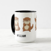 Mug Custom Name Hand Drawn Cute Otters Coffee (Devant gauche)