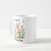 Mug Custom Name Hot Chocolate Preppy Easter Bunny (Devant gauche)