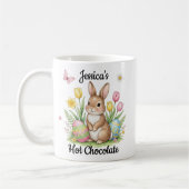 Mug Custom Name Hot Chocolate Preppy Easter Bunny (Gauche)