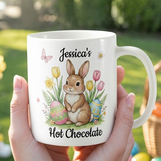 Mug Custom Name Hot Chocolate Preppy Easter Bunny