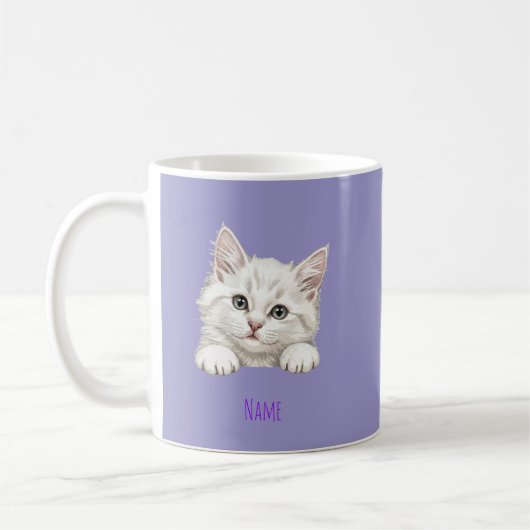 Mug Custom Name Personalized Kitten Art Gift (Gauche)